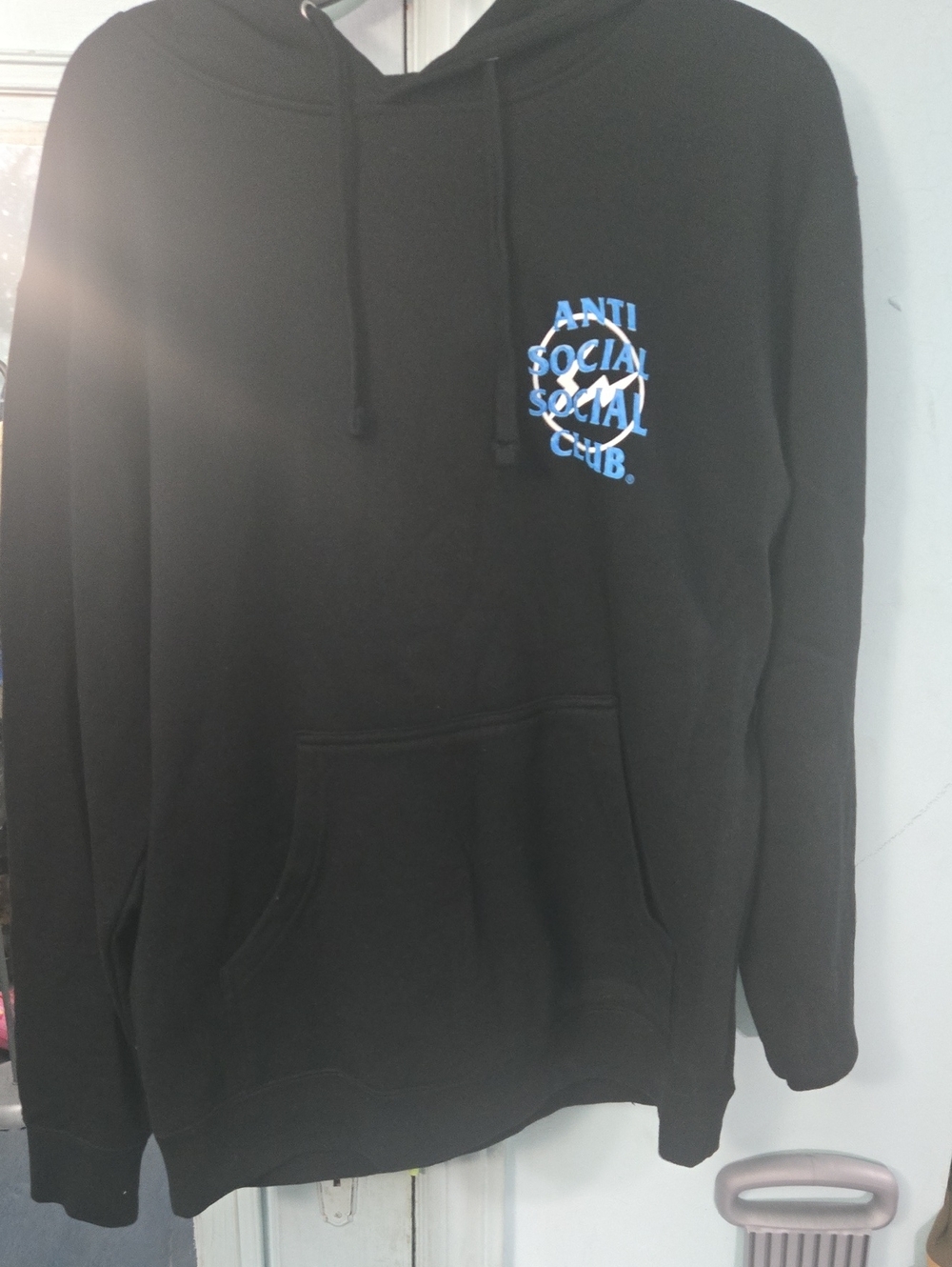 Anti Social Social Club Black Hoodie with Light Blue Logo